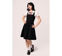 Hell Bunny Women's Patti Crossover Straps Front Button Midi Dress in Black | Size: Large hell bunny Black L