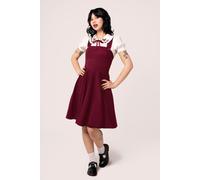Hell Bunny Women's Patti Crossover Straps Front Button Midi Dress in Burgundy | Size: Large hell bunny Burgundy L