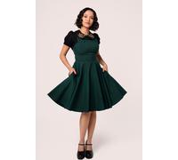 Hell Bunny Women's Patti Crossover Straps Front Button Midi Dress in Green | Size: XS hell bunny Green XS