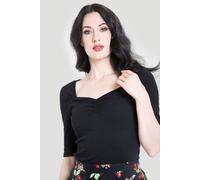 Hell Bunny Women's Philippa Stretchy Jersey Top Black | Size: Small hell bunny Black S