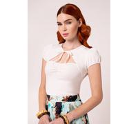 Hell Bunny Women's Priscilla Fitted Cotton Sweetheart Neck Bolero Puff Sleeve Top in Ivory | Size: 4XL hell bunny Ivory 4XL