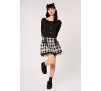 Hell Bunny Women's Quinzel Tartan Lace Up Eyelet Ribbon Tulle Trim Mini Skirt | Size: Medium hell bunny Multicolor M
