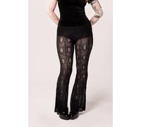 Hell Bunny Women's Rhea Lace Flared Trousers with Jersey Lining & High Waistband in Black | Size: Small hell bunny Black S