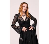 Hell Bunny Women's Rhianne V Neckline Full Lenghth Sleeve Top in Black | Size: Small hell bunny Black S