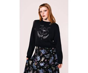 Hell Bunny Women's Russula Halloween Style Bold Black Jumper | Size: 2XL hell bunny Black 2XL