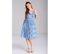 Hell Bunny Women's Sicily Printed stretch cotton 50s style Dress in Blue | Size: Medium hell bunny Blue M