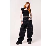 Hell Bunny Women's Sid X Black Baggy Zip Off-Wide Leg Utility Jeans | Size: 3XL hell bunny Black 3XL
