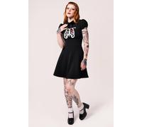 Hell Bunny Women's Skeleton Halloween Style Mini Dress in Black | Size: XL hell bunny Black XL