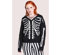 Hell Bunny Women's Skeleton Print Chunky Knit Oversized Cardigan with Button Front | Size: Medium hell bunny Multicolor M