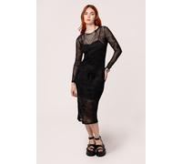 Hell Bunny Women's Snake Charmer Black Stretch Mesh Dress | Size: Medium hell bunny Black M