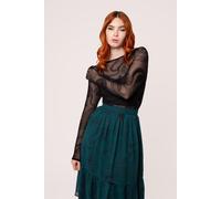 Hell Bunny Snake Charmer Top Gothic Mesh Shirt - Snake Print Velvet Flock, Black, L