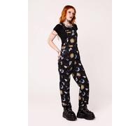 Hell Bunny Women's Solaris Black Cotton Celestial Print Stretch Dungarees | Size: Medium hell bunny Black M