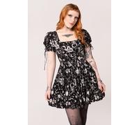 Hell Bunny Women's Star Sign Printed Square Neckline Mini Dress in Black | Size: Medium hell bunny Black M