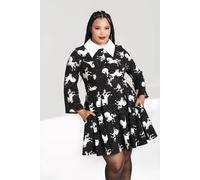Hell Bunny Women's Sullivan Black Mini Dress with Pointed Collar White Horse & Star Print | Size: Small hell bunny Multicolor S