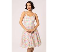 Hell Bunny Women's Suzon Pastel Rainbow Gingham 50s Style Cotton Circle Dress Pockets | Size: 3XL hell bunny Multicolor 3XL