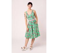 Hell Bunny Women's Sweetie Pie 50s Green Dessert Print Cotton Dress Full Circle Skirt | Size: Medium hell bunny Green M