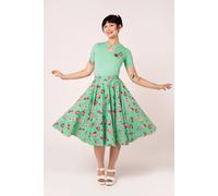 Hell Bunny Women's Sweetie Pie 50s Green Dessert Print Cotton Skirt with Full Circle | Size: Small hell bunny Green S
