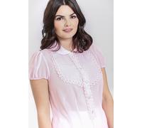 Hell Bunny Women's Taffy Semi Fitted Short Sleeve Blouse Pink | Size: XS hell bunny Pink XS