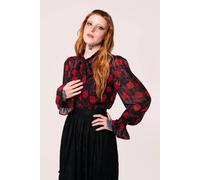 Hell Bunny Women's Thorn Wild Roses Semi Fitted Blouse | Size: 2XL hell bunny Multicolor 2XL