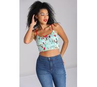 Hell Bunny Women's Tijuana Rockabilly inspired Crop Top in Green | Size: Medium hell bunny Green M