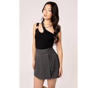 Hell Bunny Women's Traxler C Black Grunge Front Overlay & D-Ring Straps in Grey | Size: Small hell bunny Grey S
