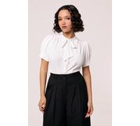 Hell Bunny Women's Turner 40s Style Semi Fitted Chiffon Blouse in Ivory | Size: Small hell bunny Ivory S