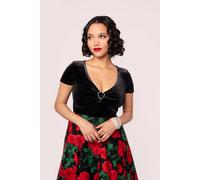 Hell Bunny Women's Vendome Bold Black V Neckline Flair Top | Size: Medium hell bunny Black M