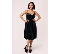 Hell Bunny Women's Vendome Solid Black Silver Heart Black Midi Dress | Size: 3XL hell bunny Black 3XL