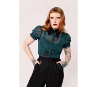 Hell Bunny Women's Venom Green Snake & Star Print Chiffon Blouse With Stand Collar | Size: 4XL hell bunny Multicolor 4XL
