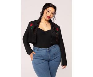 Hell Bunny Women's Viva Maria Sharp V-Neck Blazer in Black | Size: Large hell bunny Black L