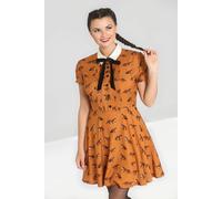 Hell Bunny Women's Vixey Printed Foxes Velvet Bow Midi Dress Brown | Size: 2XL hell bunny Brown 2XL