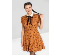 Hell Bunny Women's Vixey Printed Foxes Velvet Bow Midi Dress Brown | Size: 3XL hell bunny Brown 3XL