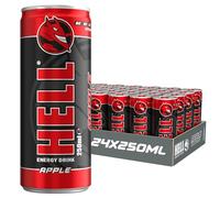 HELL Energy Drink Apple Flavour | 24 x 250ml Cans Multipack | 32mg/100ml Caffeine | Contains Vitamins B2 B3 B5 B6 B12 | Preservative Free | Vegan | Reduce Fatigue & Boost Energy