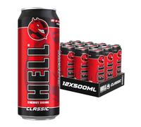 HELL Energy Drink Classic Flavour | 12 x 500ml Cans Multipack | 32mg/100ml Caffeine | Contains Vitamins B2 B3 B5 B6 B12 | Preservative Free | Vegan | Reduce Fatigue & Boost Energy