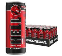 HELL Energy Drink Classic Flavour | 24 x 250ml Cans Multipack | 32mg/100ml Caffeine | Contains Vitamins B2 B3 B5 B6 B12 | Preservative Free | Vegan | Reduce Fatigue & Boost Energy