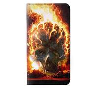 Hell Fire Skull PU Leather Flip Case Cover For Samsung Galaxy J3 (2018), J3 Star, J3 V 3rd Gen, J3 Orbit, J3 Achieve, Express Prime 3, Amp Prime 3