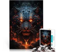 Hell Flame Tiger1000 Piece Jigsaws for Adults Puzzle Stress Reliever Staycation Kill time Artists Collection, Fine Art 38x26cm