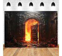 Hell Gate Hellfire Halloween Photo Background Fire Burning Flame Heaven Hell Scary Halloween Party Photography Backdrop Decor