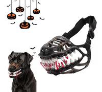 Hell Hound Monster Dog Muzzle, Lifelike Teeth Pet Mask with Adjustable Straps, Scary Dog Muzzles for Halloween Party and Cosplay &Accessory (S Red Teeth)