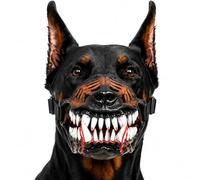 Hell Hound Monster Dog Muzzle Mask, Scary Rubber Beast Costume, Lifelike Teeth Pet Mask with Adjustable Straps for Halloween Party Cosplay, Photo Shoots, Trick or Treat