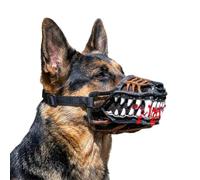 Hell Hound Monster Muzzle, Adjustable Latex Dog Muzzle Mask for Large Dogs Halloween Cosplay Party Photo Prop，With Blood：S