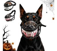 Hell Hound Monster Muzzle, Beast Terror Pet Lifelike Teeth Mask (Red-XXL)