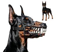 Hell Hound Monster Muzzle Scary Natural Latex Dog Costume Muzzle for Halloween Party Cosplay Dogs Beast Terror Pet Lifelike Teeth Mask Photo Shoots Trick or Treat with Adjustable Straps (A,M)