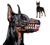 Hell Hound Monster Muzzle Scary Natural Latex Dog Costume Muzzle for Halloween Party Cosplay Dogs Beast Terror Pet Lifelike Teeth Mask Photo Shoots Trick or Treat with Adjustable Straps (B,S)