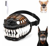 Hell Hound Monster Muzzle Scary Natural Latex Dog Costume Muzzle, Monster Scary Dog Muzzle with Teeth, Adjustable Straps Prevents Barking or Chews Halloween party dogs for Dogs Cosplay Party (A, M)