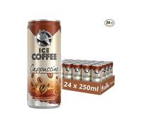 HELL Ice Coffee Cappuccino 24 x 250ml Cans 40mg/100ml Caffeine Contains Real Arabica Robusta Coffee Bean Extracts 75% UHT Milk Preservative Free