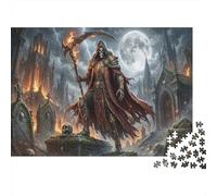 Hell Knight 1000 Piece Wooden Jigsaw Puzzle,Adults & Kids 14+,Stress Relief,Home Wall Decor Grim Reaper,Impossible Challenge,Wood,Gift Idea,Educational Toy (75x50cm)