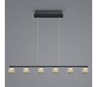 HELL LED pendant light Loft with smoked glass, 6-bulb