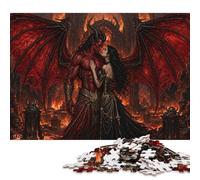 Hell Satan Wooden Jigsaw Puzzle 500 Pieces, Gift for Dark Art Fans