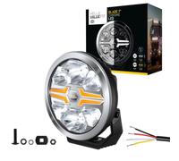 HELLA 1FJ 357 198-031 LED-Spotlight - Blade Chrom 7" - 12/24V - round - Reference number: 50 - Crystal clear - Light colour: White/Amber - Cable: 500mm - frontal sided